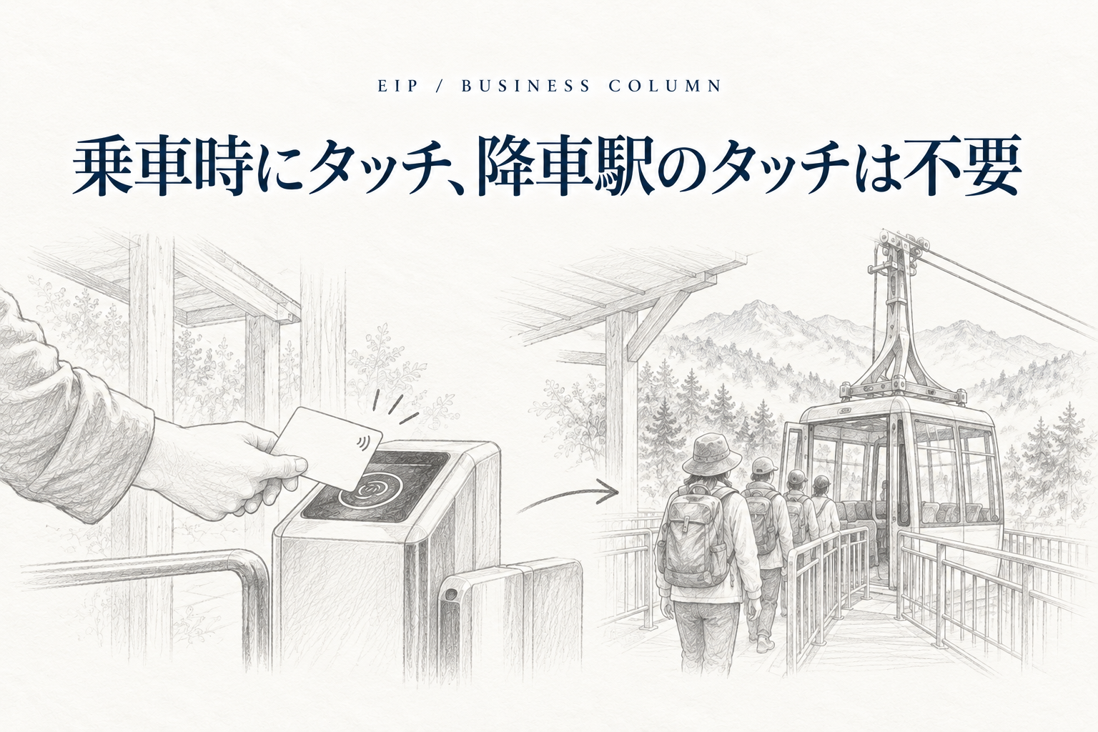 高尾山ケーブルカーの改札でICカードをタッチする乗り方