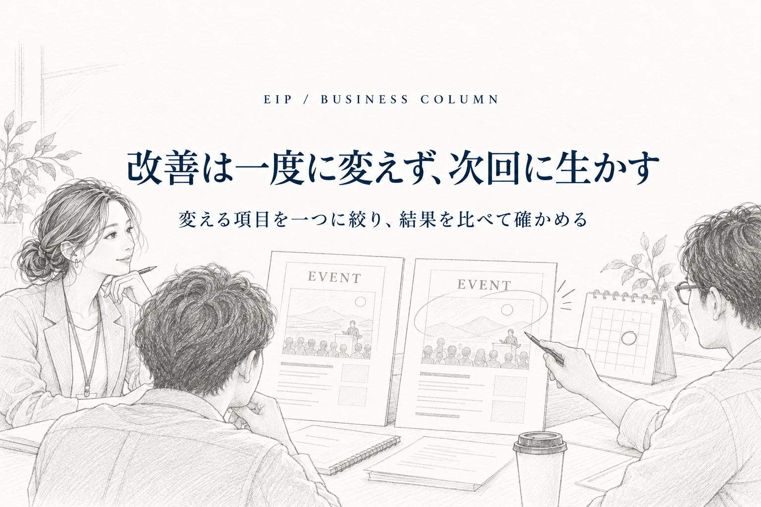 告知後の記録から課題を見つけ、次回の告知へ改善を反映するサイクル。