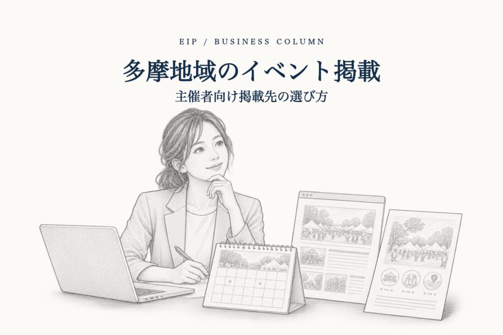 イベントの掲載先を検討する主催者と案内資料